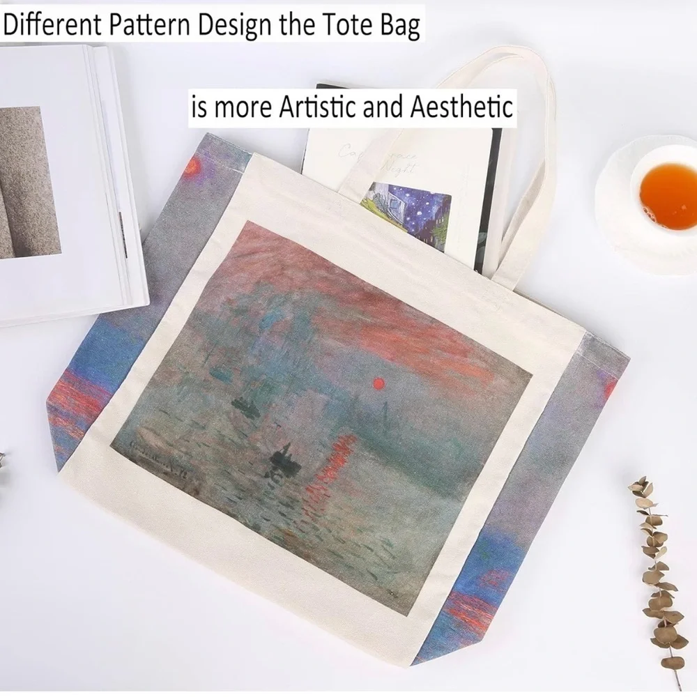 Canvas Tote Bag,Large Zip Canvas ，Vintage Aesthetic Shoulder Bags